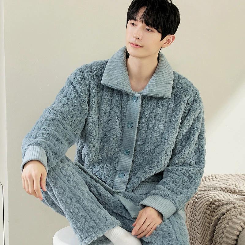 Men's Long Sleeve Cardigan Pajamas by GJG Denim