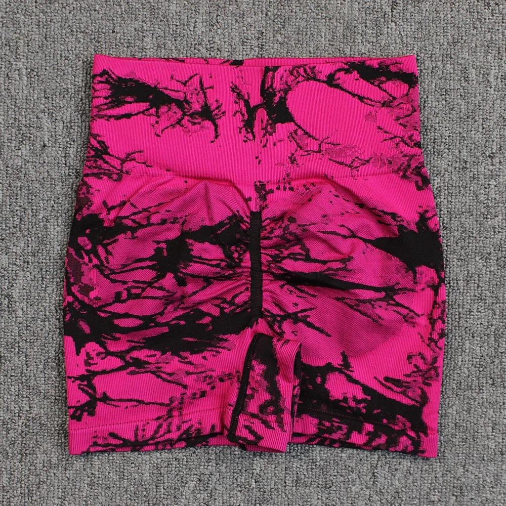 Tie-dye Printed Yoga Pants Summer Quick-drying Fitness Shorts Sexy High-waisted Hip-lifting Leggings Women Pants by GJG Denim