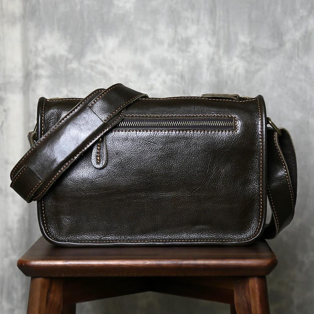 Men's Genuine Leather Crossbody Shoulder Bag Handmade by GJG Denim