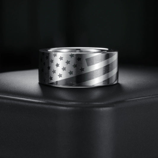 Two-tone Flag Ring for Men by GJG Denim