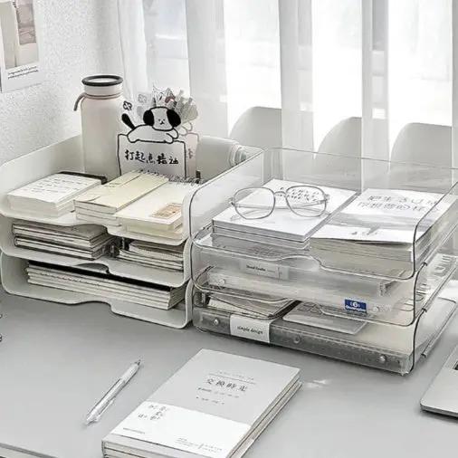 Desktop Storage Box Transparent Acrylic Desk Storage Rack by GJG Denim