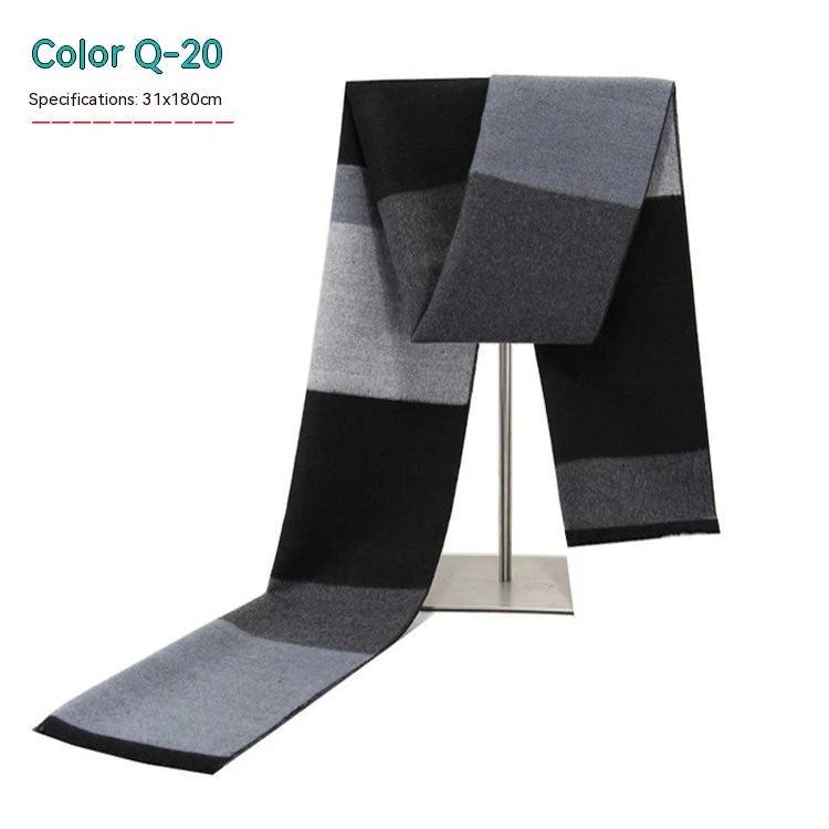Men's Striped Winter Warm Artificial Cashmere Scarf For Men by GJG Denim