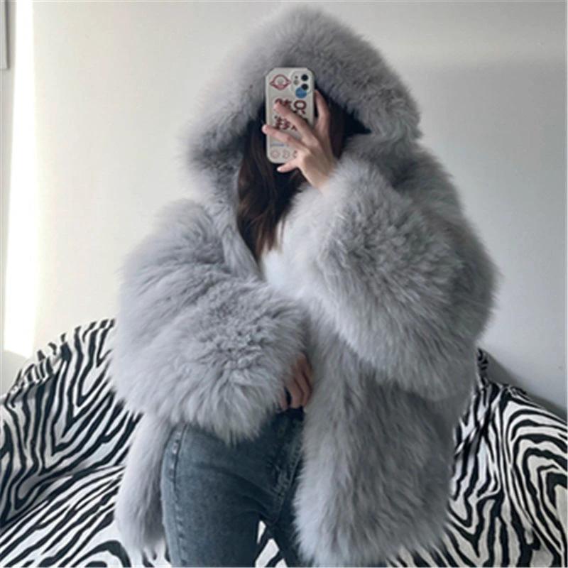 Fashion Long Sleeve Fluffy Coat Women by GJG Denim