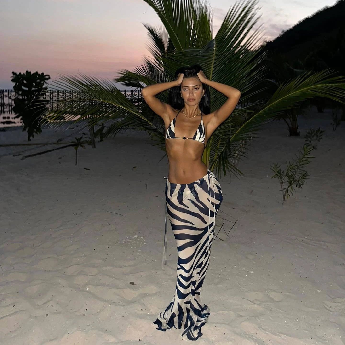 Printed Bikini Strappy Skirt Casual Suit by GJG Denim