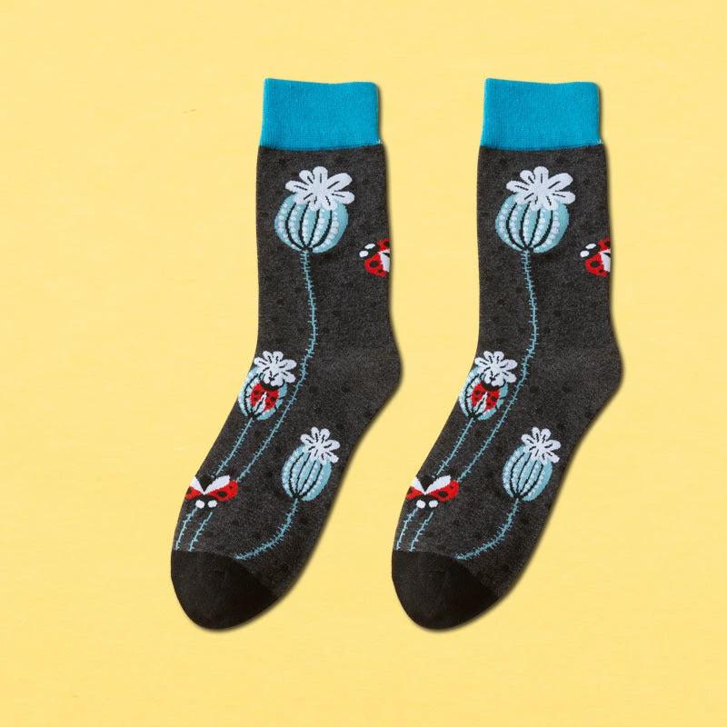 Men's Mid-calf Length Casual Cartoon Foot Socks by GJG Denim