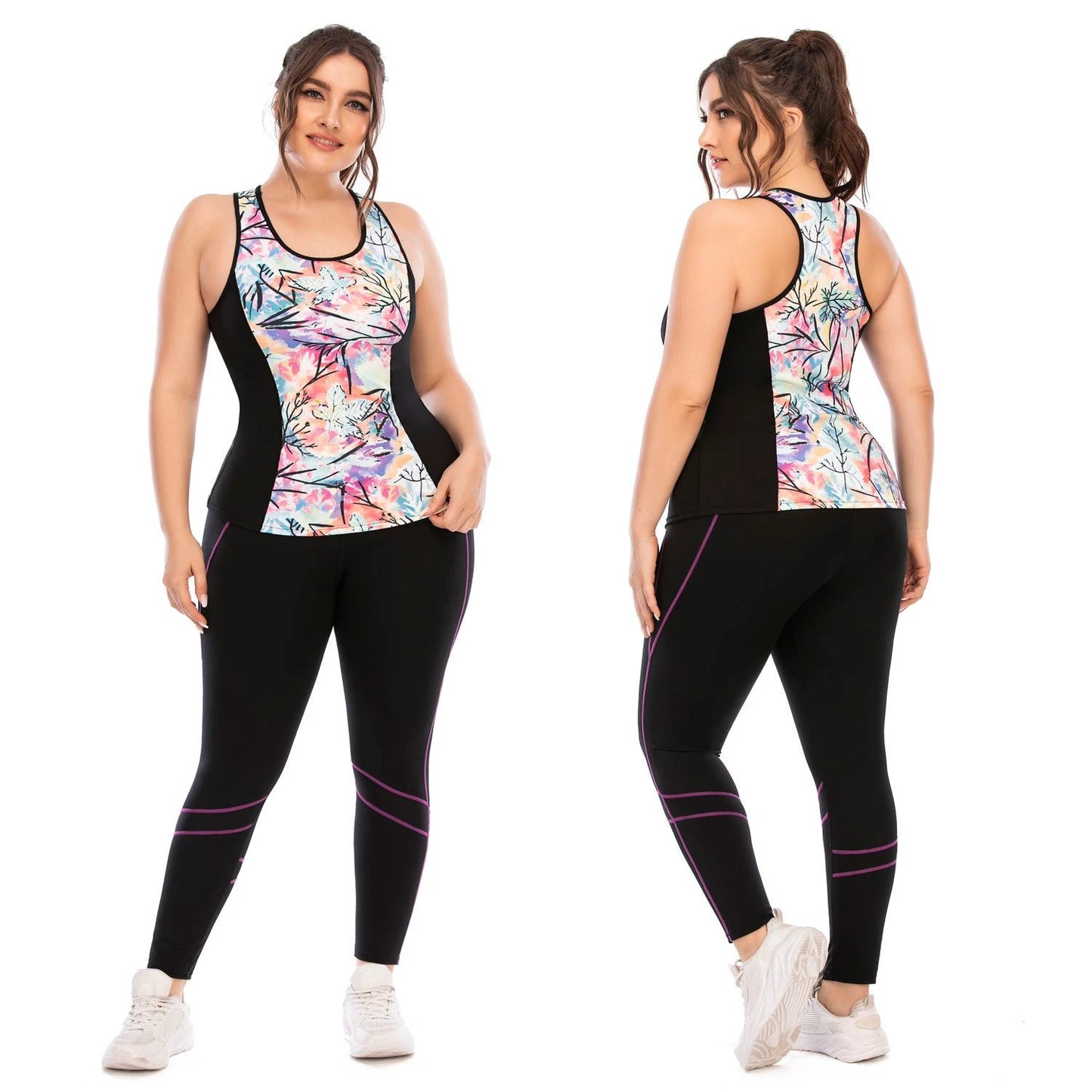 Workout Clothes Suit Plus Size Yoga Clothes Tight-fitting Pants Sports Bra by GJG Denim