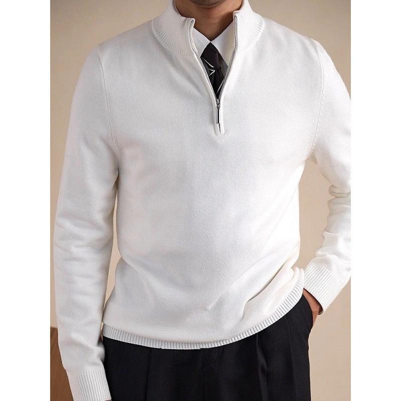Quarter-zip Long-sleeve Knit Sweater For Men by GJG Denim