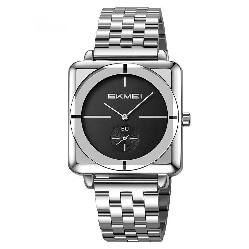 Square Steel Band Stylish Standalone Seconds Subdial With Two Hands Watch For Men by GJG Denim