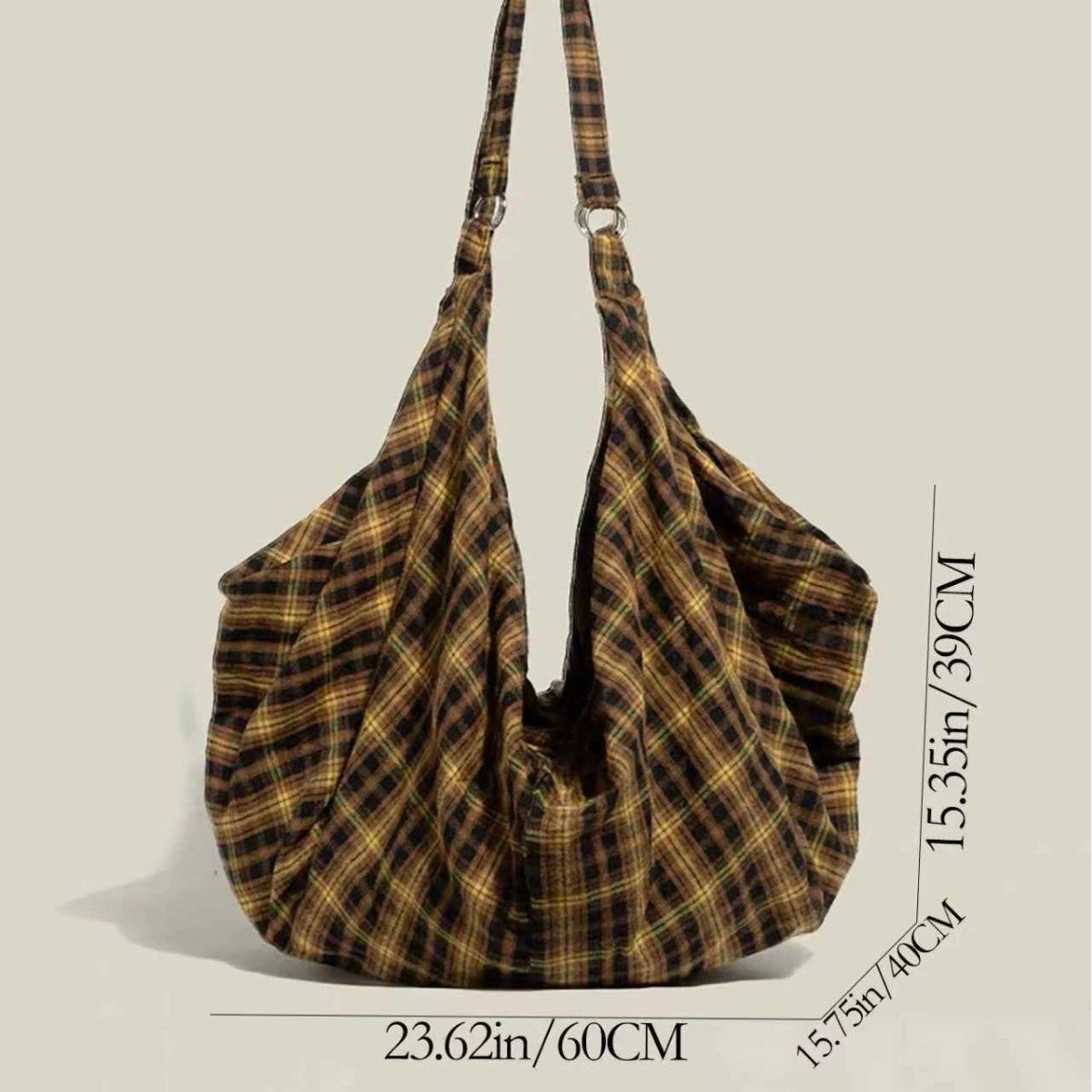 Womens Plaid Multi-Wear Large-Capacity ShoulderCrossbody Bag by GJG Denim