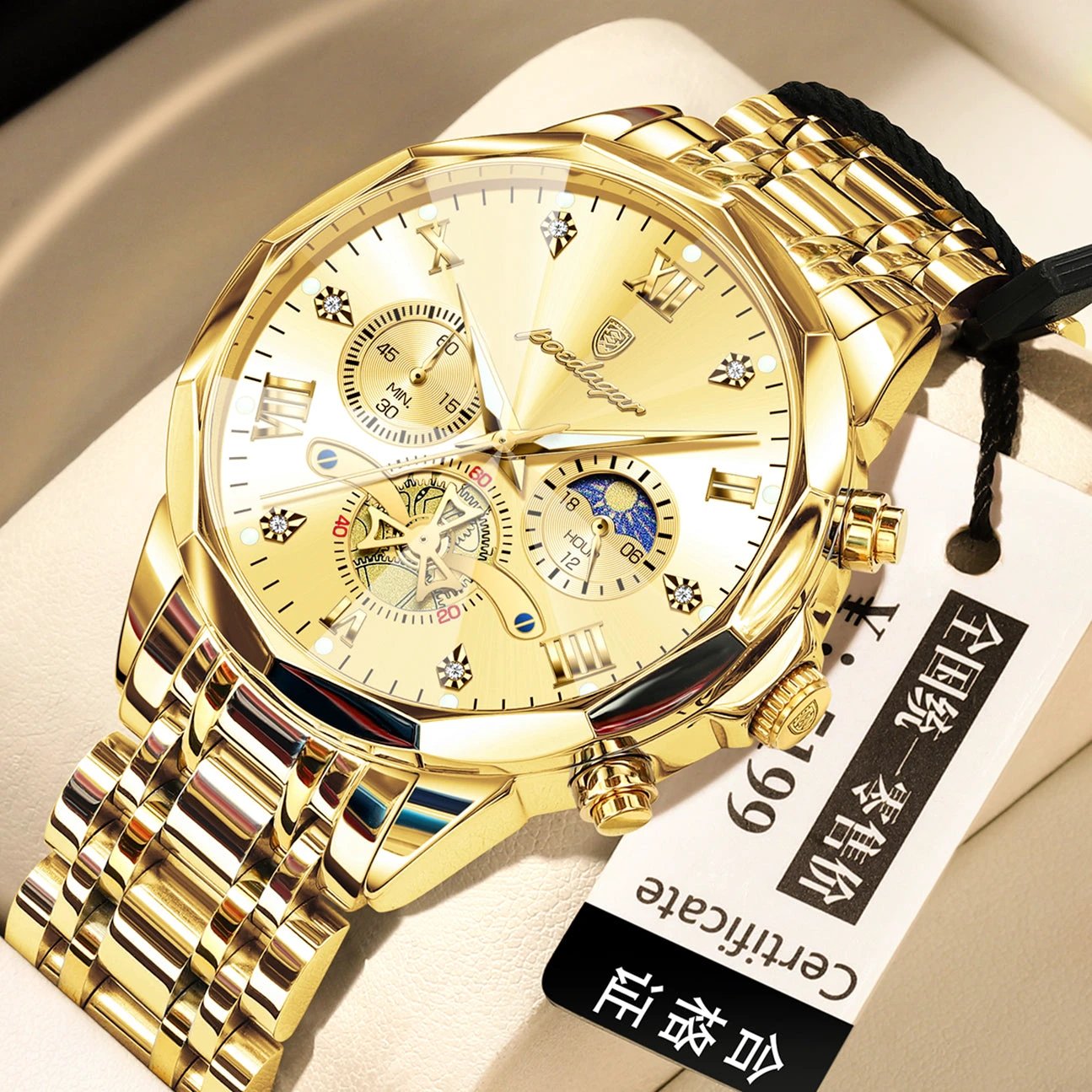 Waterproof Multifunctional Trendy High-end Luminous Men's Quartz Watch by GJG Denim