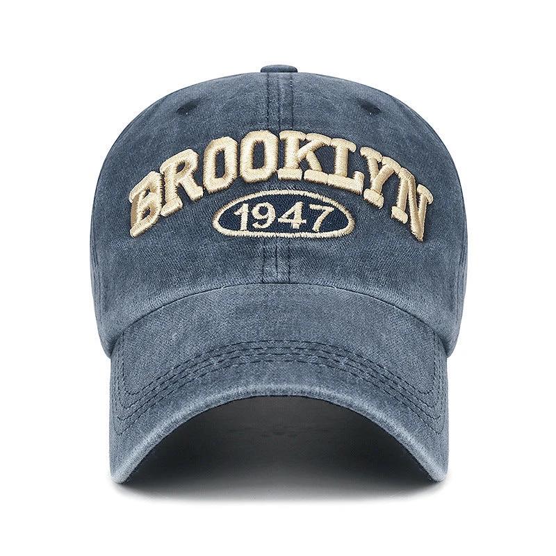 Men's Retro Washed Letters Embroidered Baseball Cap by GJG Denim