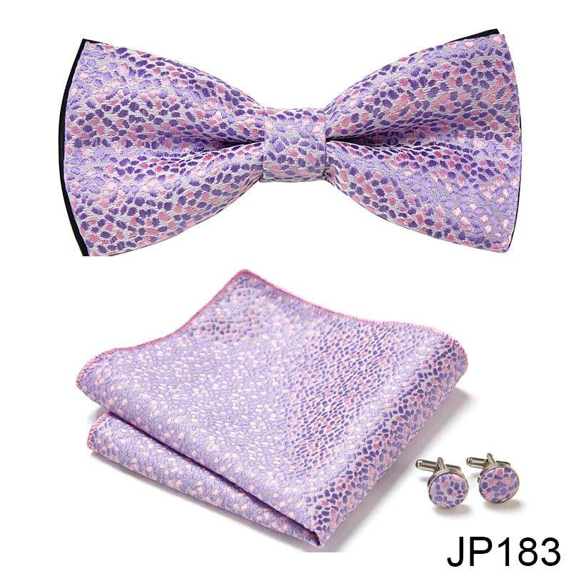 Men's Formal Bow Tie Handkerchief and Cuff links Set by GJG Denim