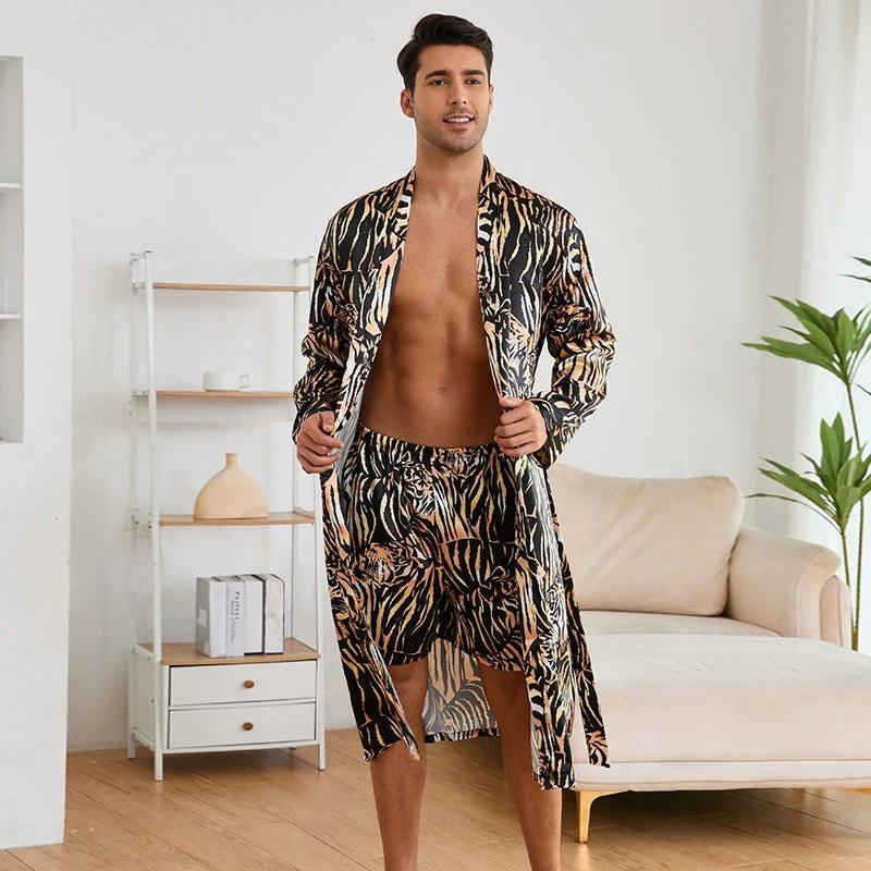 Men's Silk Bathrobe Pajamas Set by GJG Denim