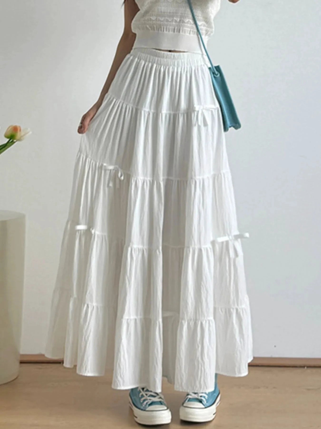 Tiered Elastic Waist Maxi Skirt by Lady Ros