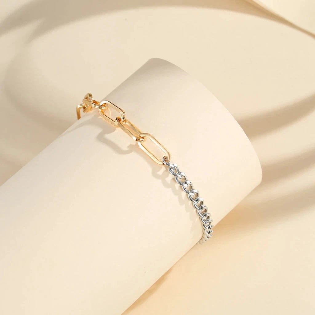 Women's Gold-plated Exquisite Simple Gold And Silver Stitching Bracelet by GJG Denim