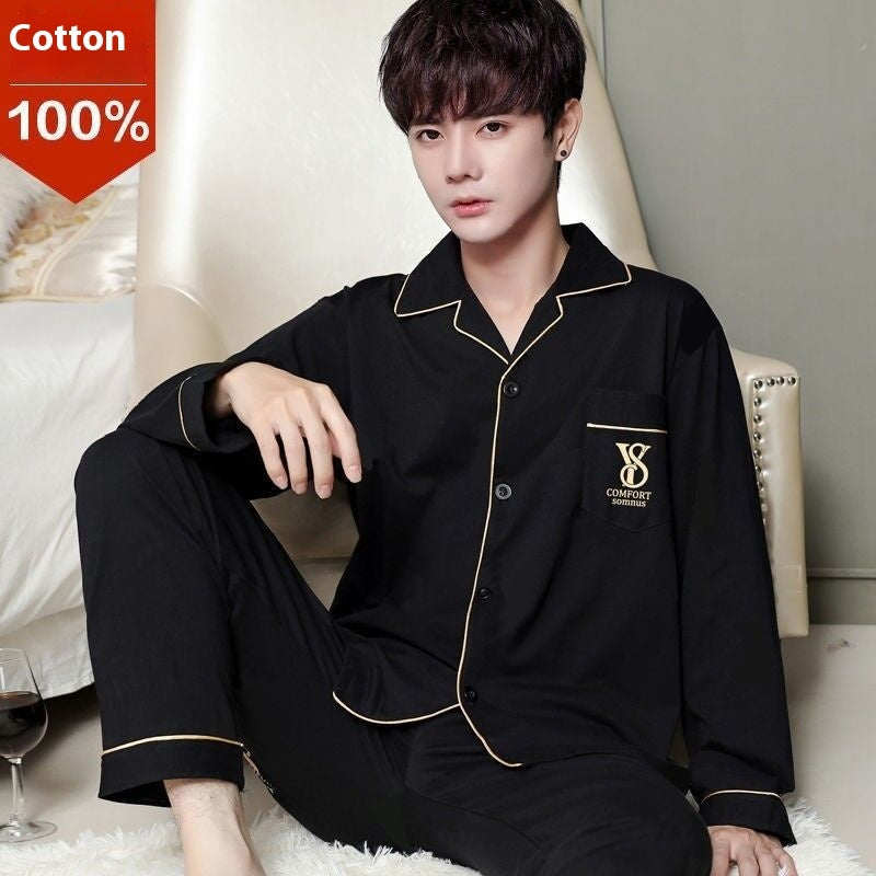 Men's Cotton Long-sleeved Pajamas by GJG Denim
