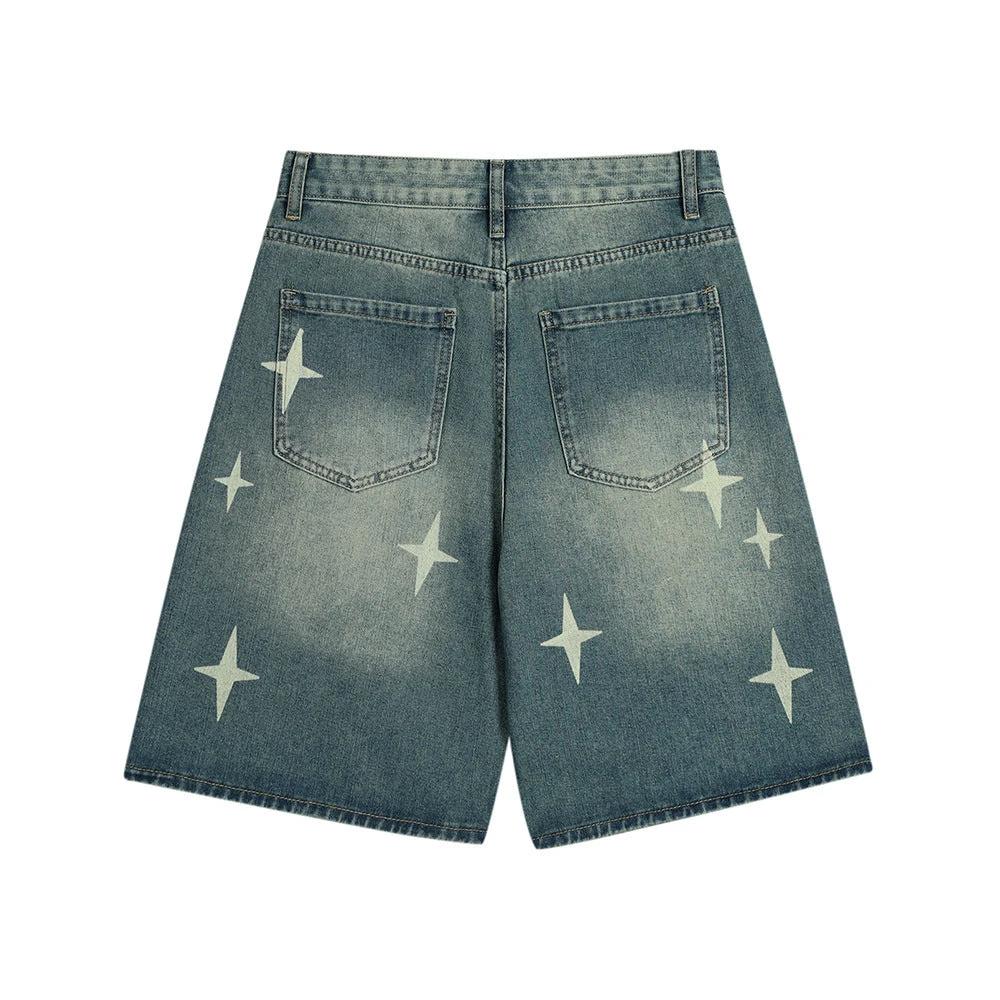 Cross Asterism Printed Cropped Pants Men's by GJG Denim