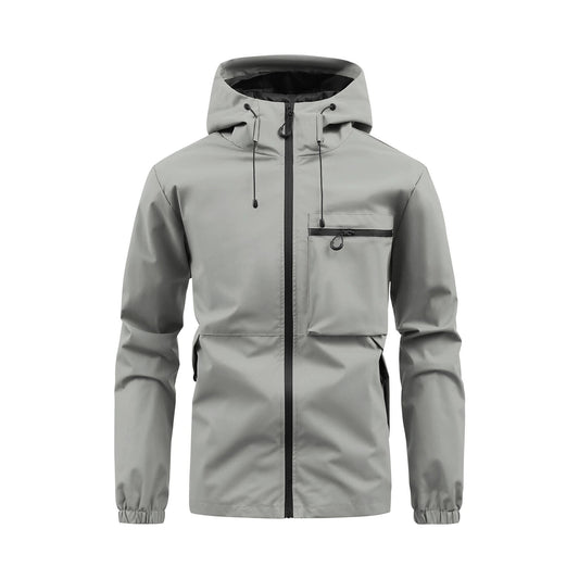 Men's Fashion Casual Hooded Solid Color Multi-pocket Work Pants Outdoor Coat by GJG Denim