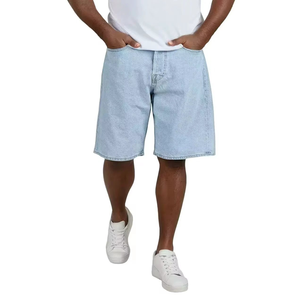 Loose-fitting Five-quarter-length Denim Shorts For Men by GJG Denim
