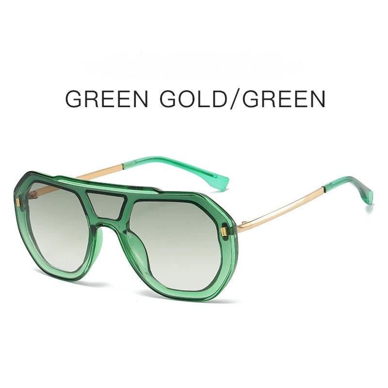 Large-frame Personalized Semi-metal One-piece Sunglasses For Men by GJG Denim