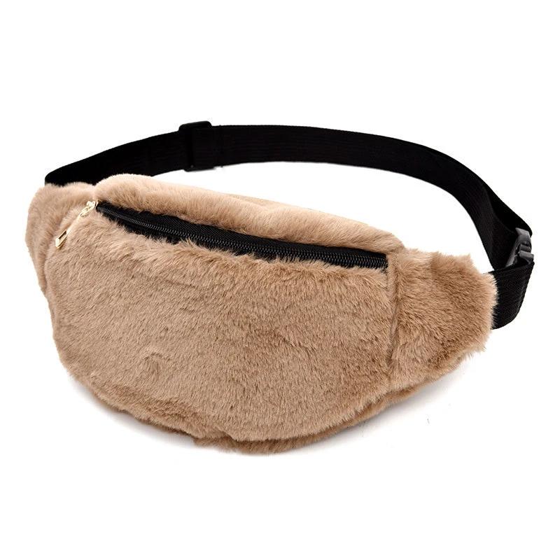Women Waist Bag Artificial wool Fur Chest Bag by GJG Denim