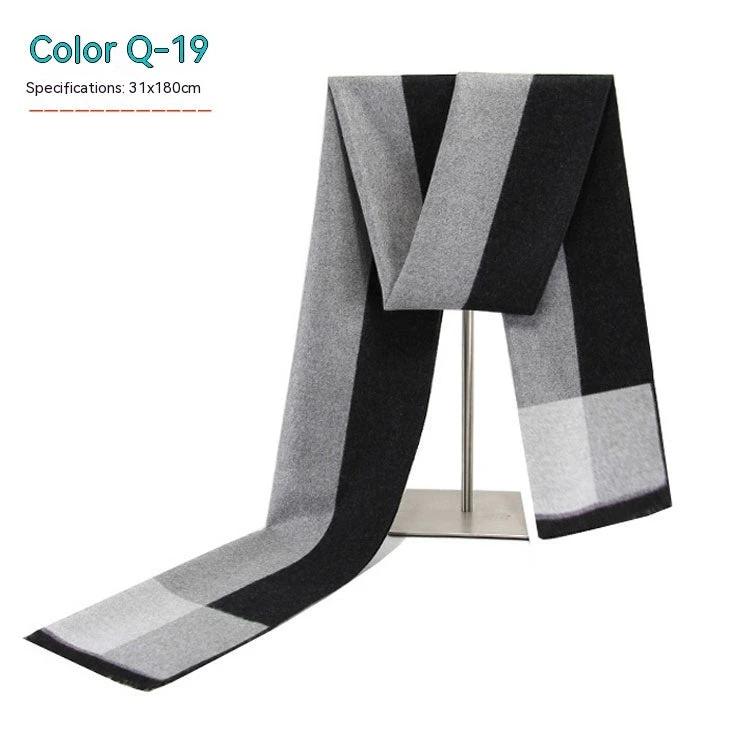 Men's Striped Winter Warm Artificial Cashmere Scarf For Men by GJG Denim