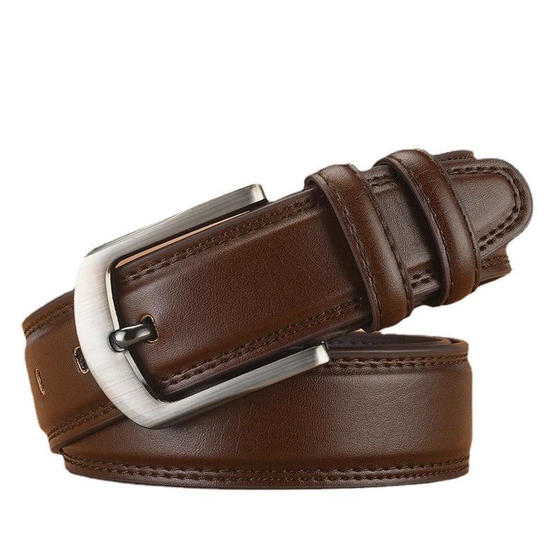 Men's Pin Buckle Cowhide Belt Business Fashion And Leisure by GJG Denim