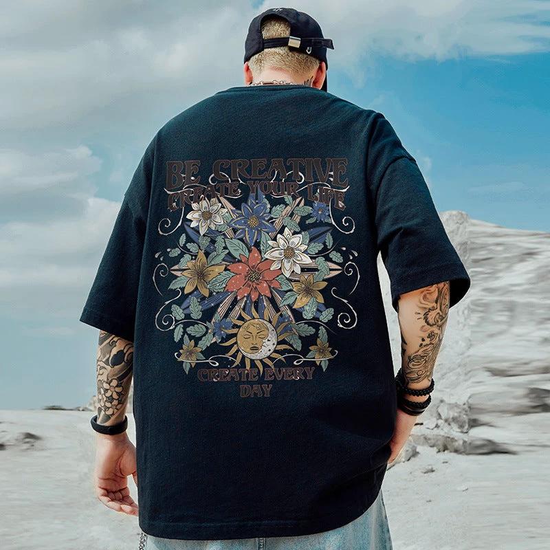 Men's Trendy Loose Pure Cotton Short-sleeve Shirt by GJG Denim