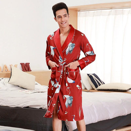 Long-Sleeve Men's Bathrobe by GJG Denim