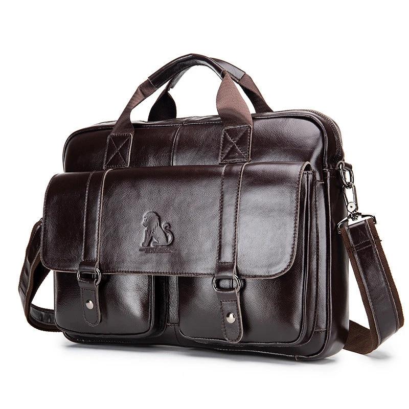 Cowhide Men's Briefcase Large Capacity by GJG Denim