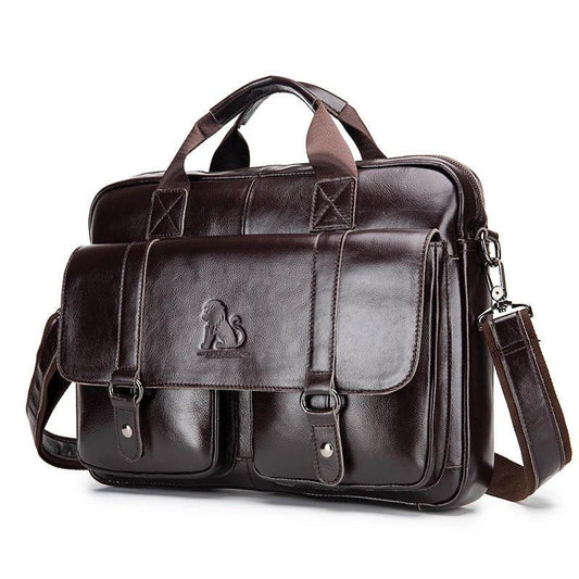 Cowhide Men's Briefcase Large Capacity by GJG Denim