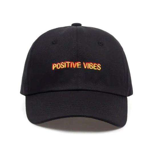 Men's "Positive Vibes" Cotton Embroidered Baseball Cap For Men by GJG Denim