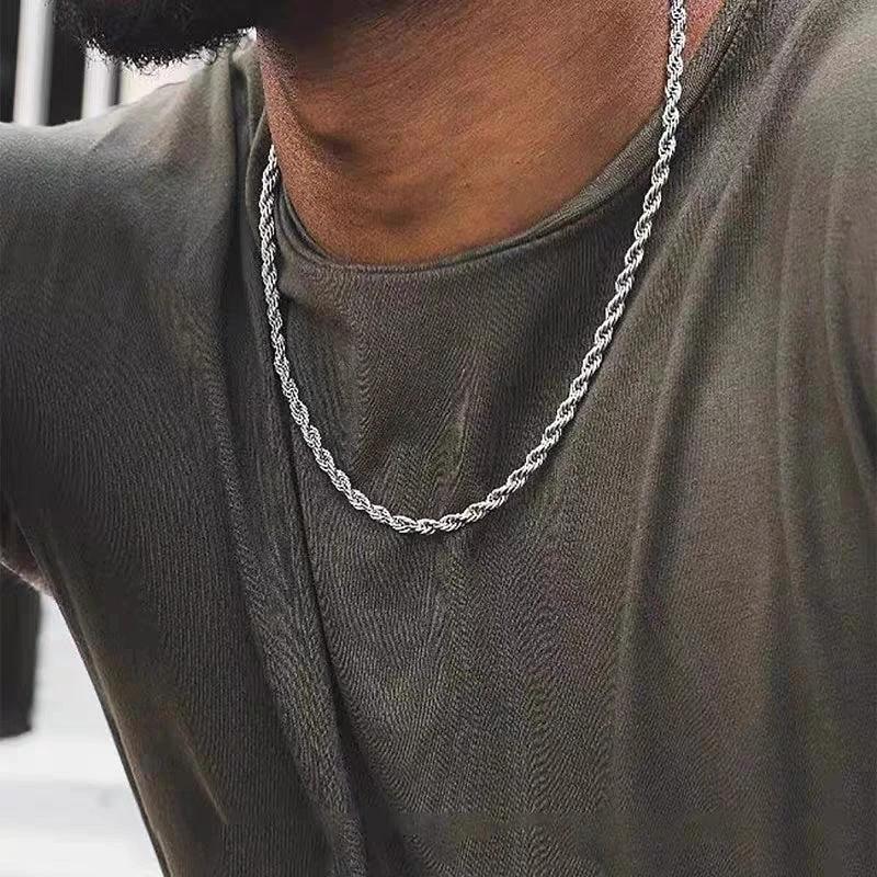 Stainless Steel Twist Chain Necklace For Men by GJG Denim