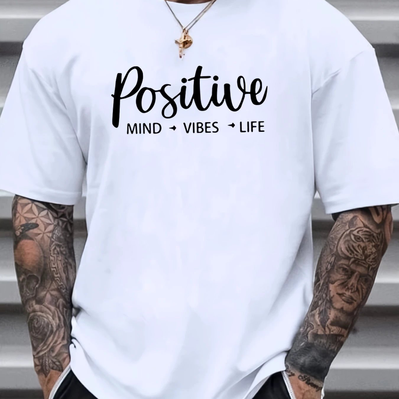 Men's T-shirt, Front Printed T-shirt, Summer, Spring, Autumn Casual Short Sleeved T-shirt, Top As A Gift by GJG Denim
