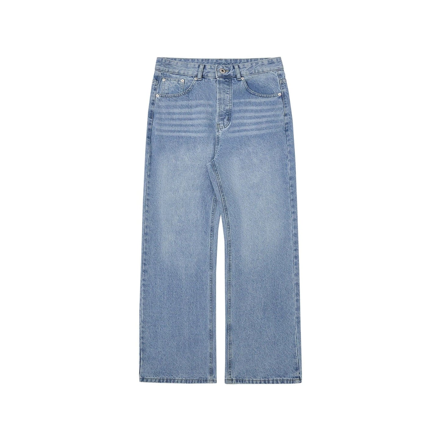 Men's Washed Distressed A- Line Loose Straight Jeans by GJG Denim