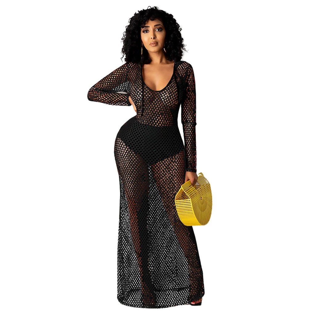 Hollowed Cover Long Skirt Bikini Swimwear Cover-up by GJG Denim