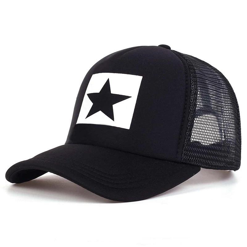 Five-pointed Star Letter Printed Sponge Baseball Hat by GJG Denim