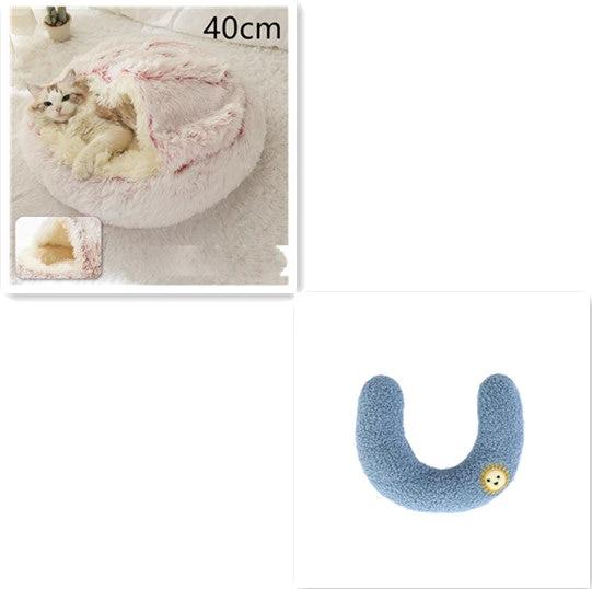 2 In 1 Dog And Cat Bed Pet Winter Bed Round Plush Warm Bed House Soft Long Plush Pets Bed Pet Products by GJG Denim