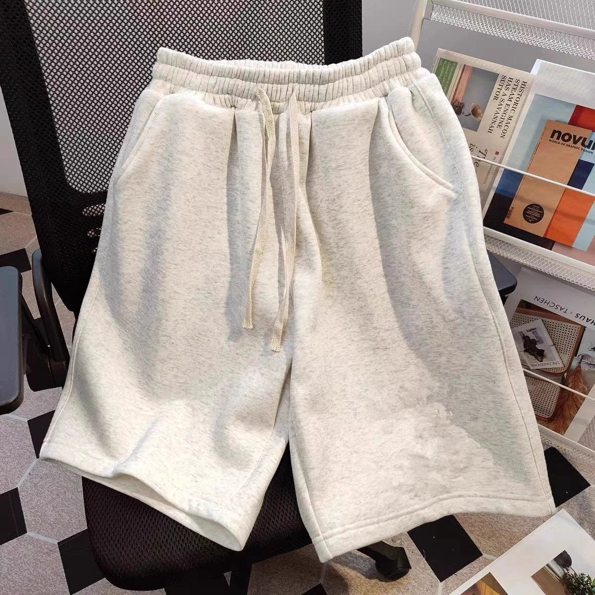 Retro Solid Color Men's Loose And Simple Casual Shorts by GJG Denim
