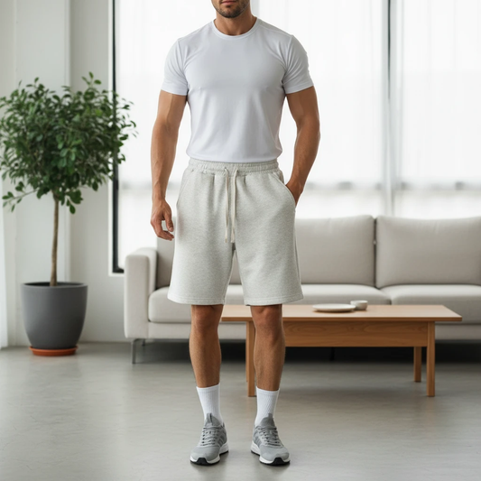 Retro Solid Color Men's Loose And Simple Casual Shorts by GJG Denim
