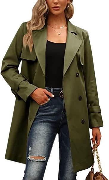 European And American Autumn Women's Double Breasted Fashion Casual Trench Coat by GJG Denim
