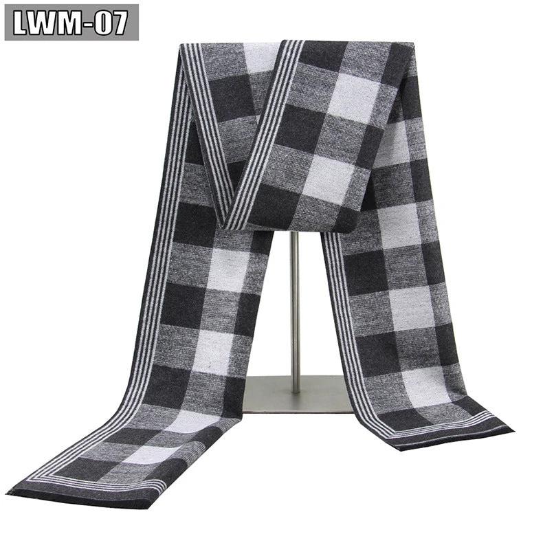 Men's Cashmere Autumn And Winter Business Plaid Scarf by GJG Denim