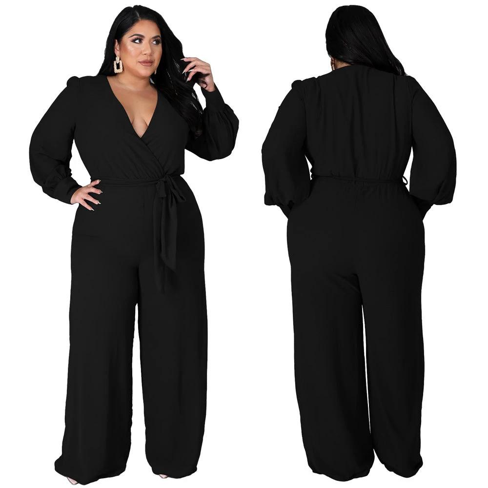 Relaxed-fit Straight-leg Solid-color Jumpsuit With Belt by GJG Denim