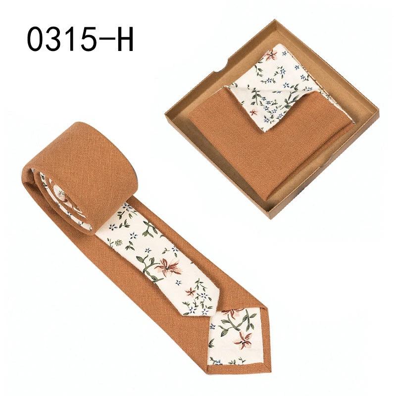 Men's Floral Print Tie and Pocket Square by GJG Denim