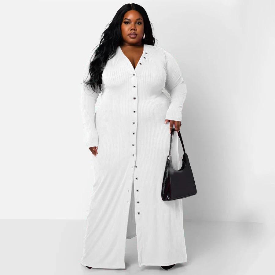 Plus Size Women's Sunken Stripe Split Dress by GJG Denim