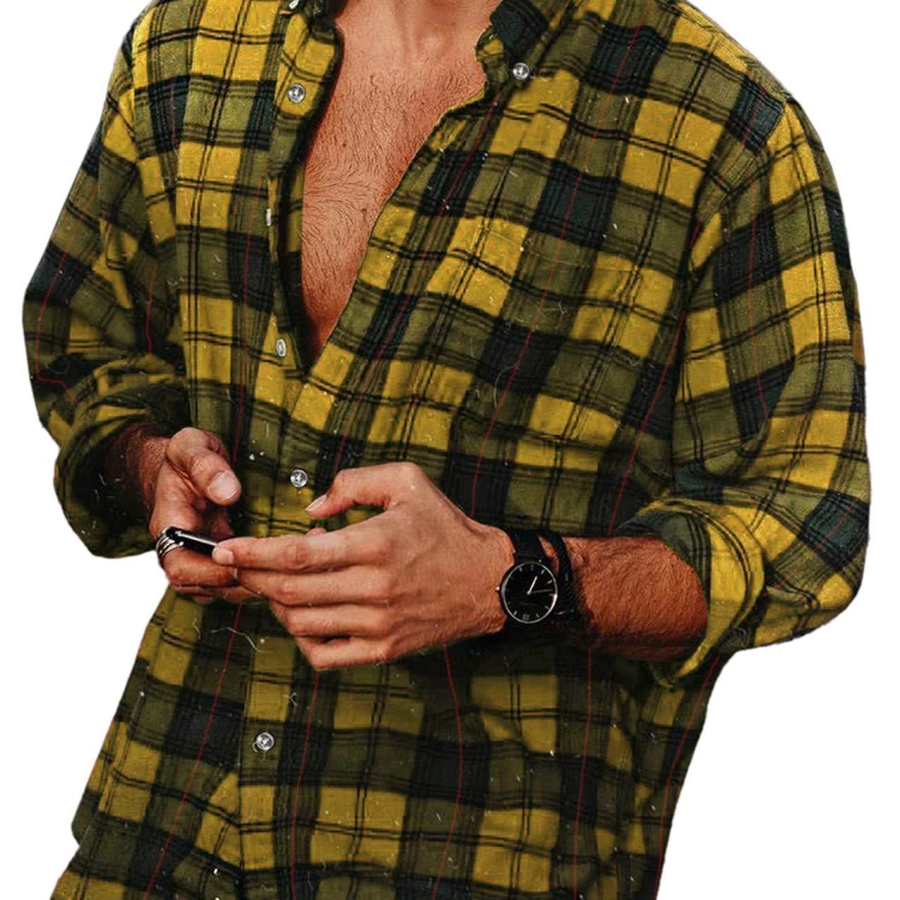 Men's Long Sleeve Plaid Shirt by GJG Denim