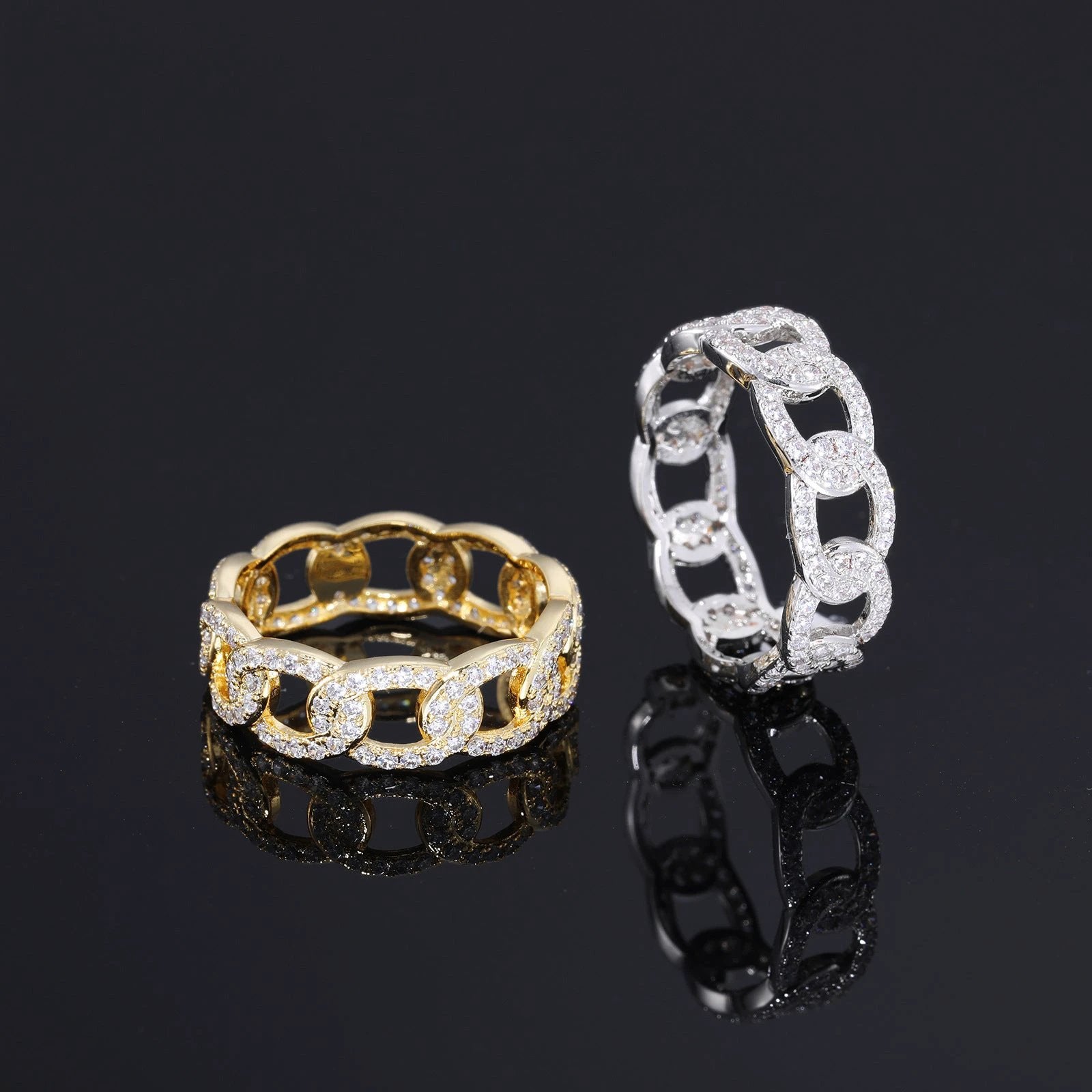 Gold-plated Diamond-studded Chain Ring For Men by GJG Denim