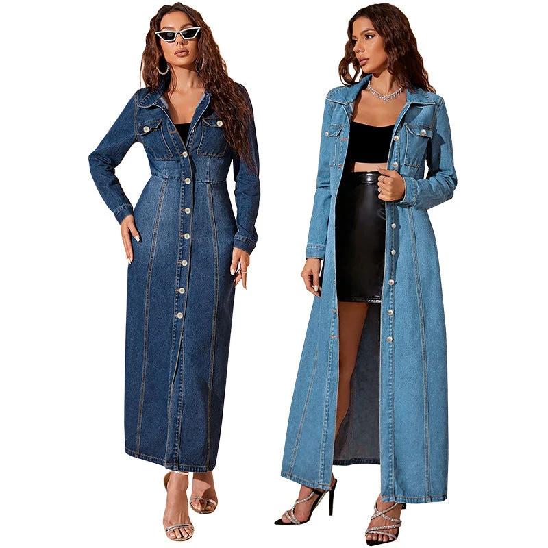 Denim Button Cardigan Jacket Dress by GJG Denim