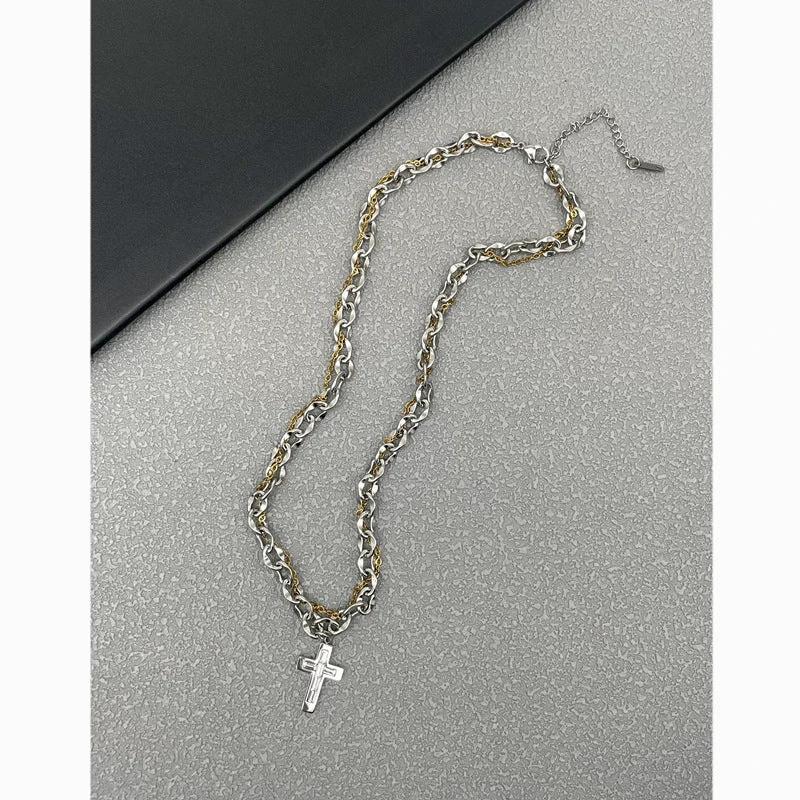 Cross Titanium Steel Pendant Clavicle Chain For Men by GJG Denim