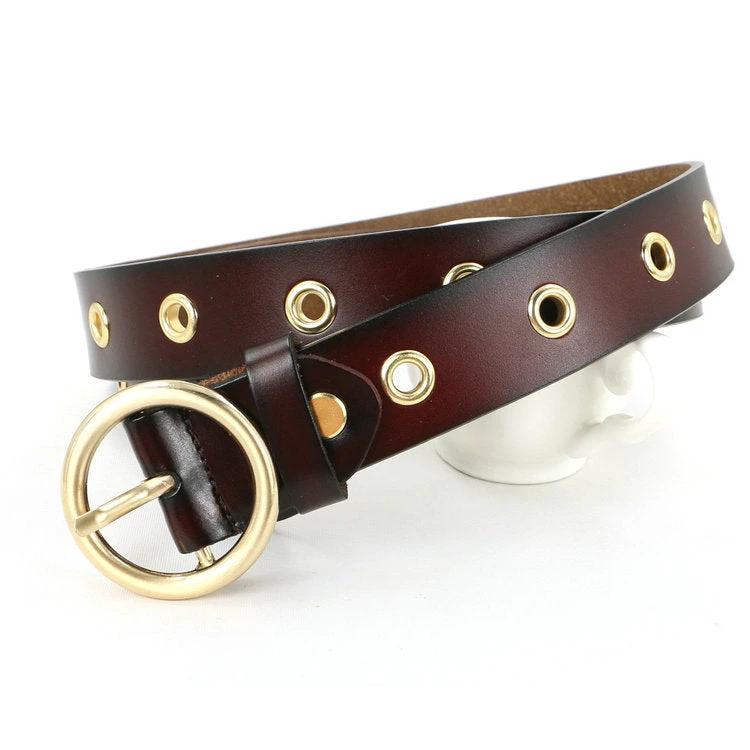 Classic Round Buckle No Hole Belt by GJG Denim